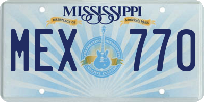 MS license plate MEX770