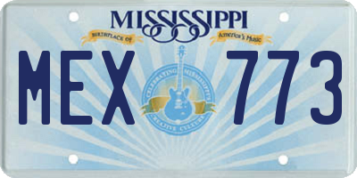 MS license plate MEX773
