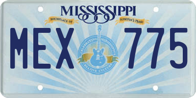 MS license plate MEX775