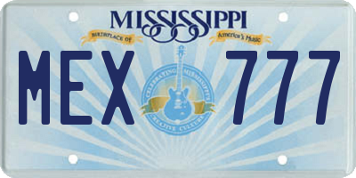 MS license plate MEX777