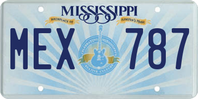 MS license plate MEX787