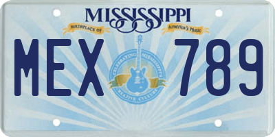 MS license plate MEX789