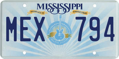 MS license plate MEX794