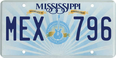 MS license plate MEX796