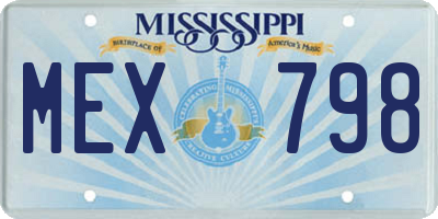 MS license plate MEX798