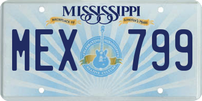 MS license plate MEX799