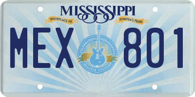 MS license plate MEX801