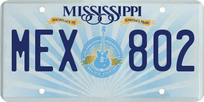 MS license plate MEX802