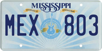 MS license plate MEX803