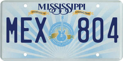 MS license plate MEX804