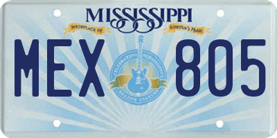 MS license plate MEX805