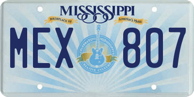 MS license plate MEX807