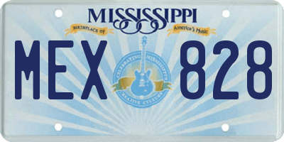 MS license plate MEX828