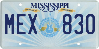 MS license plate MEX830