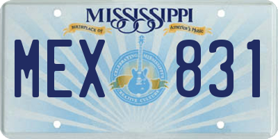 MS license plate MEX831