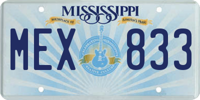 MS license plate MEX833