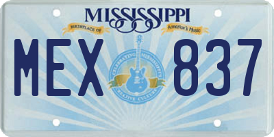 MS license plate MEX837