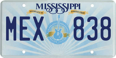 MS license plate MEX838