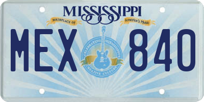 MS license plate MEX840