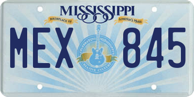 MS license plate MEX845