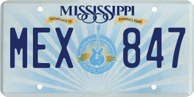 MS license plate MEX847