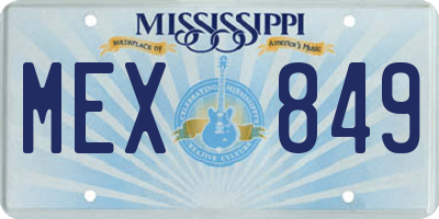 MS license plate MEX849