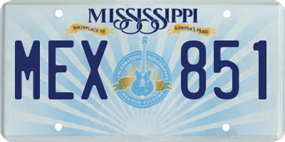 MS license plate MEX851