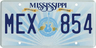 MS license plate MEX854