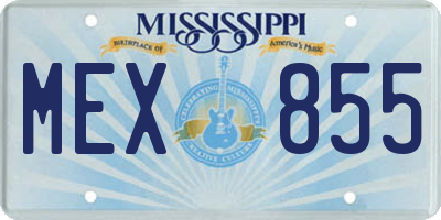 MS license plate MEX855
