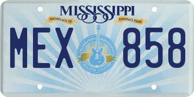 MS license plate MEX858