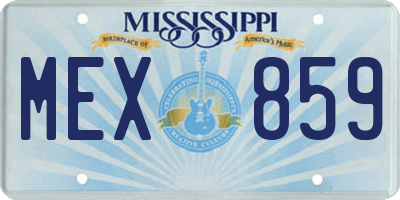 MS license plate MEX859
