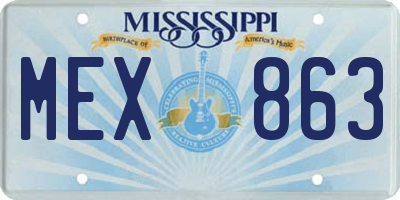 MS license plate MEX863