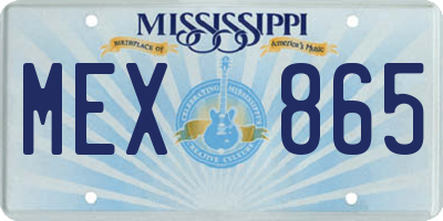 MS license plate MEX865
