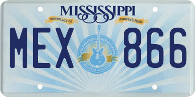 MS license plate MEX866