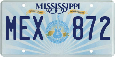 MS license plate MEX872