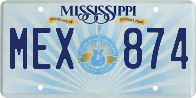 MS license plate MEX874