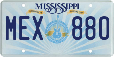 MS license plate MEX880