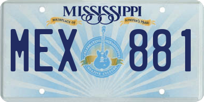 MS license plate MEX881