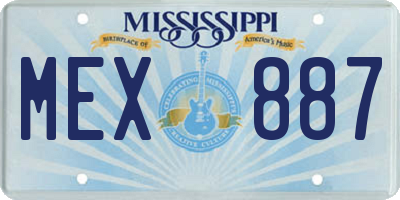 MS license plate MEX887