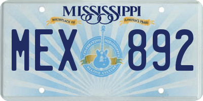 MS license plate MEX892