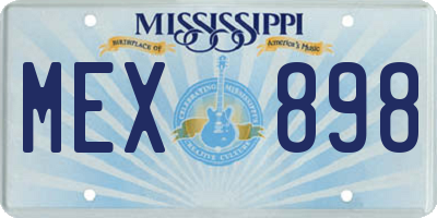 MS license plate MEX898