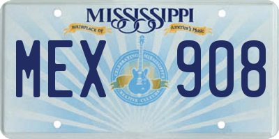 MS license plate MEX908