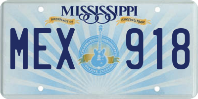 MS license plate MEX918