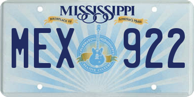 MS license plate MEX922