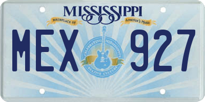 MS license plate MEX927