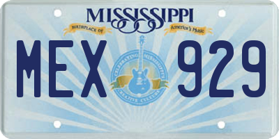 MS license plate MEX929