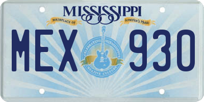MS license plate MEX930