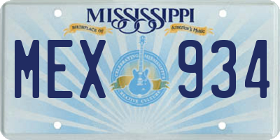 MS license plate MEX934