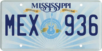 MS license plate MEX936