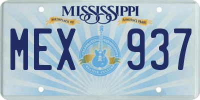 MS license plate MEX937
